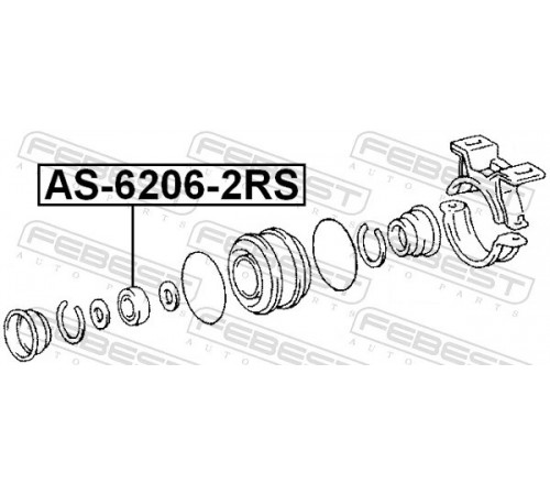 Підшипник, проміжний підшипник карданного вала AS-6206-2RS FEBEST