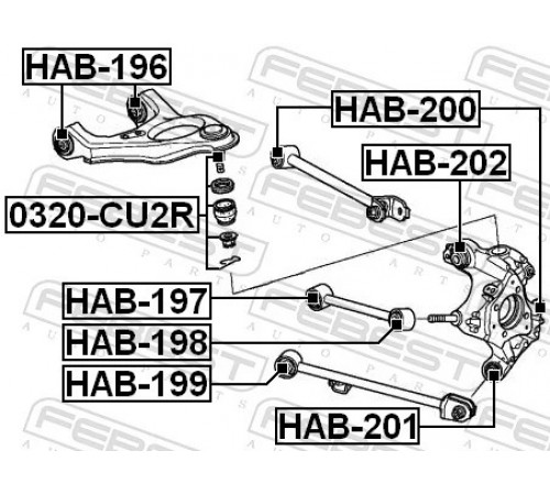 Опора, важіль підвіски HAB-200 FEBEST
