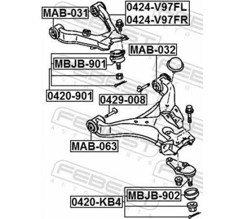 Опора, важіль підвіски MAB-063 FEBEST