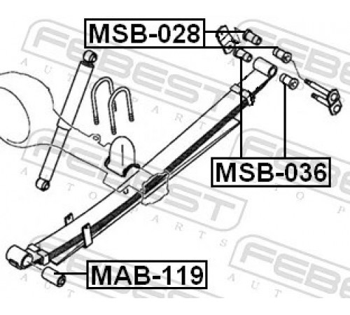 Втулка підшипника, листова ресора MSB-036 FEBEST