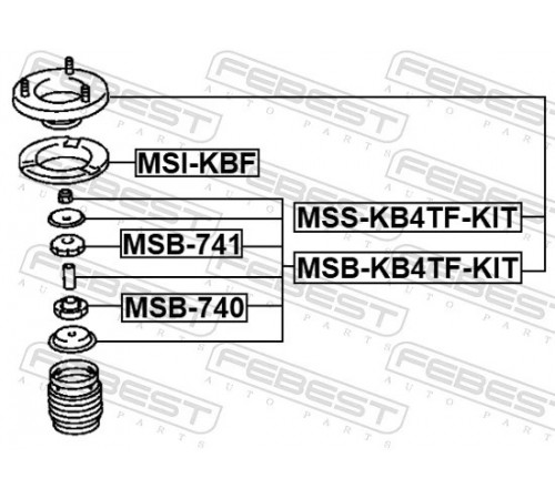 Ремонтний комплект, опорний підшипник амортизатора MSS-KB4TF-KIT FEBEST