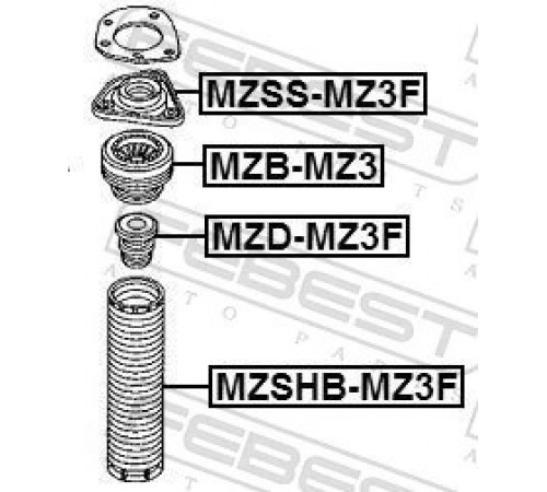 Підшипник котіння, опорний підшипник амортизатора MZB-MZ3 FEBEST