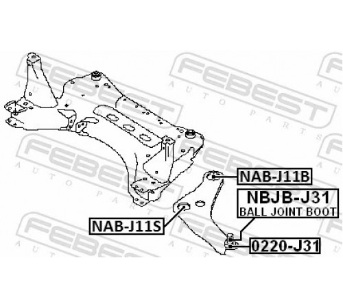 Опора, важіль підвіски NAB-J11S FEBEST