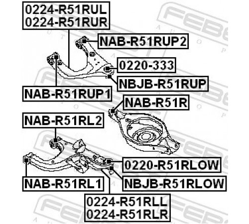 Опора, важіль підвіски NAB-R51RUP1 FEBEST