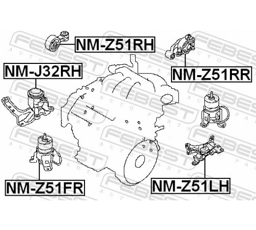 Опора, двигун NM-Z51LH FEBEST