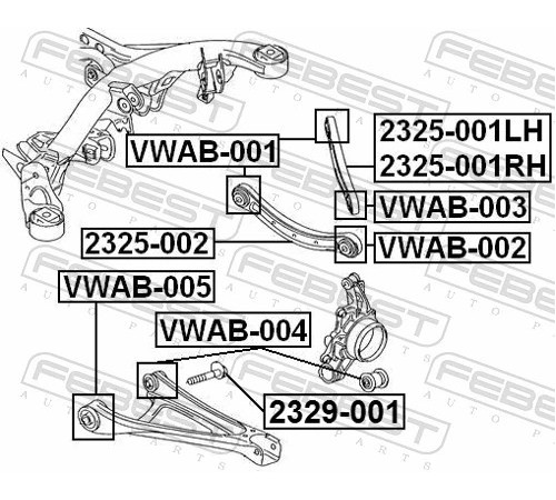 Опора, важіль підвіски VWAB-004 FEBEST