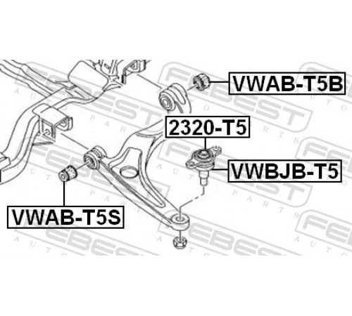 Ремонтний комплект, нижній/верхній кульовий шарнір VWBJB-T5 FEBEST
