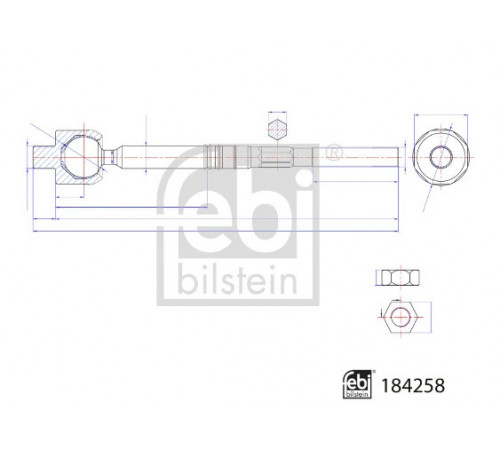 Осьовий шарнір, поперечна кермова тяга 184258 FEBI BILSTEIN