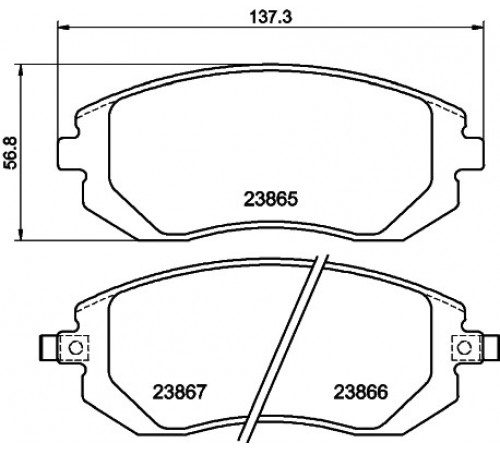Комплект гальмівних накладок, дискове гальмо 8DB355010-211 HELLA PAGID