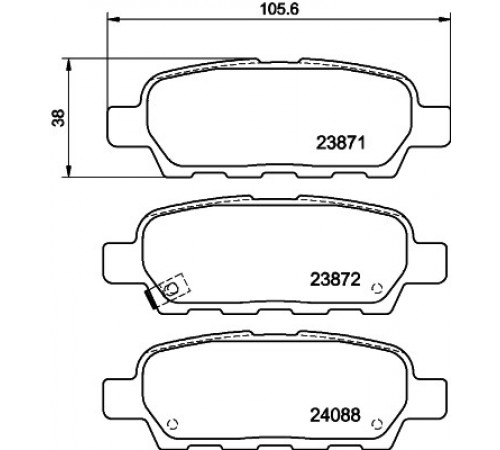 Комплект гальмівних накладок, дискове гальмо 8DB355010-241 HELLA PAGID
