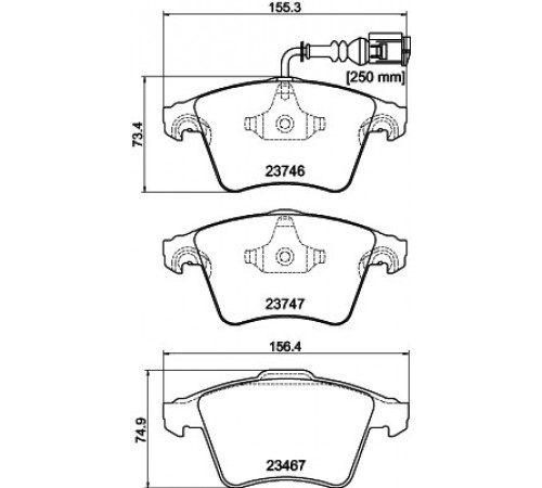 Комплект гальмівних накладок, дискове гальмо 8DB355011-171 HELLA PAGID