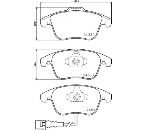 Комплект гальмівних накладок, дискове гальмо 8DB355014-031 HELLA PAGID