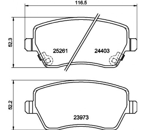 Комплект гальмівних накладок, дискове гальмо 8DB355015-981 HELLA PAGID