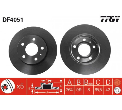 Гальмівний диск DF4051 TRW