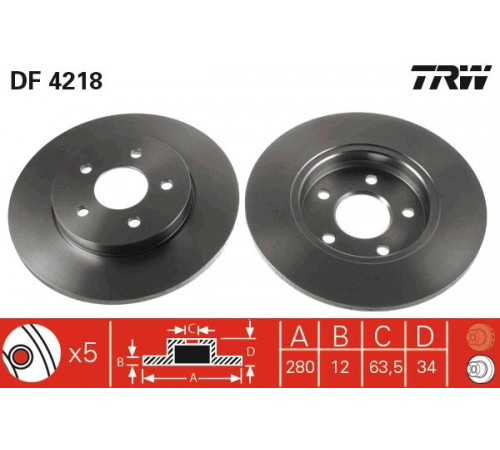 Гальмівний диск DF4218 TRW