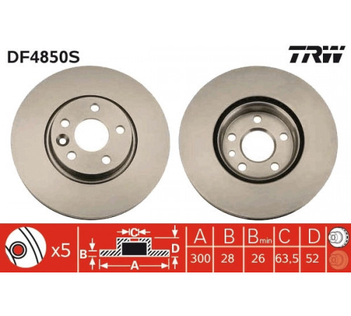 Гальмівний диск DF4850S TRW