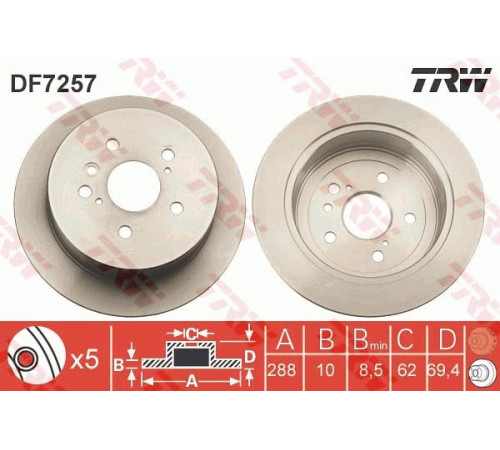 Гальмівний диск DF7257 TRW