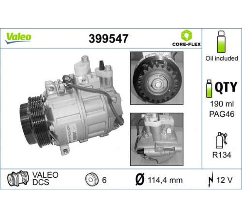 Компресор, система кондиціонування повітря 399547 VALEO