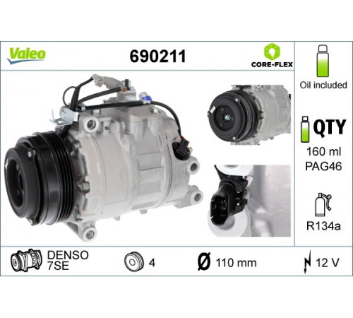 Компресор, система кондиціонування повітря 690211 VALEO