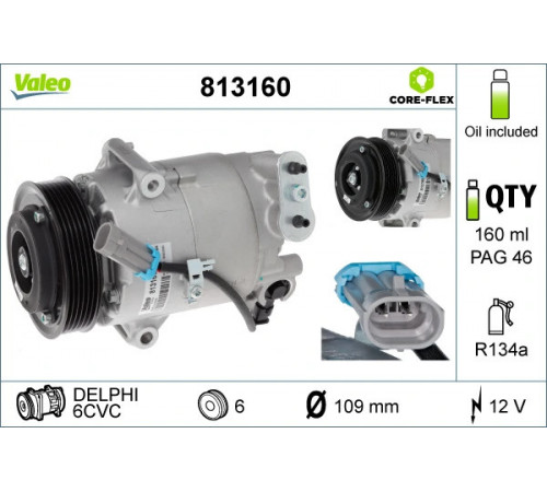 Компресор, система кондиціонування повітря 813160 VALEO