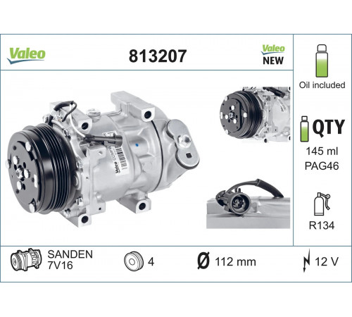 Компресор, система кондиціонування повітря 813207 VALEO
