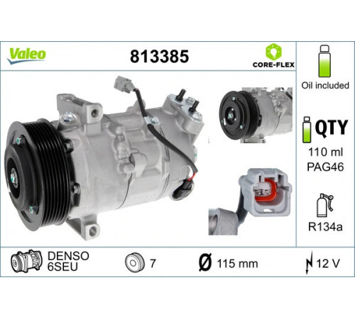 Компресор, система кондиціонування повітря 813385 VALEO