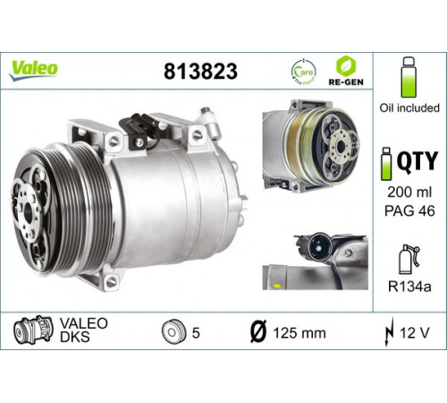 Компресор, система кондиціонування повітря 813823 VALEO