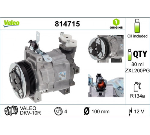 Компресор, система кондиціонування повітря 814715 VALEO