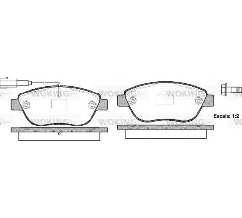 Комплект гальмівних накладок, дискове гальмо P9593.11 WOKING